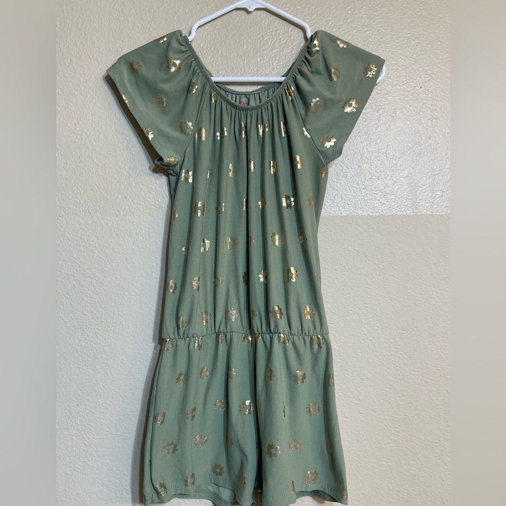 Kids Epic Threads Olive Green and Gold Floral Romper